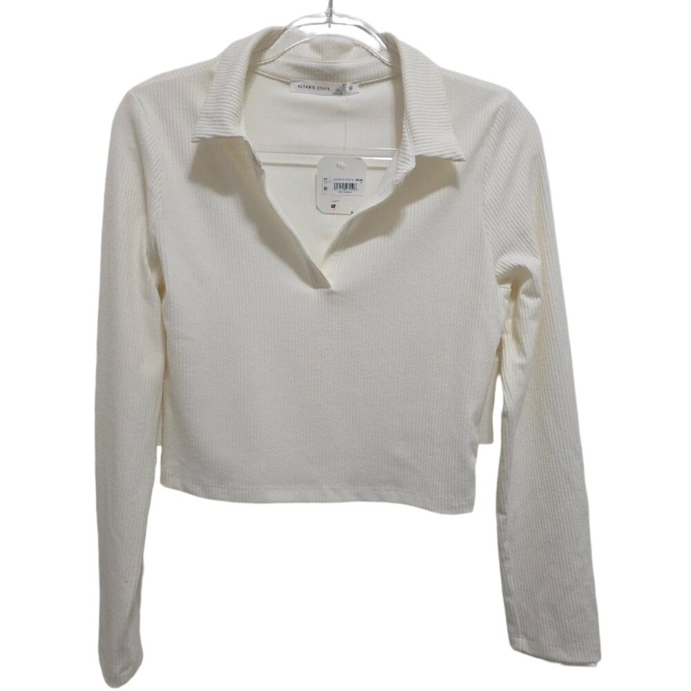 1333 Altar'd State NWT Cropped Collared Long Sleeve Top Sz.XL Womens - Picture 1 of 3